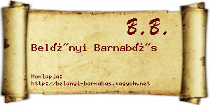 Belányi Barnabás névjegykártya